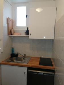 a kitchen with a sink and a counter top at Chaleureux studio tout confort in Orléans