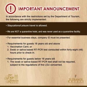 a document with the requirements set by the department of tourism at BSA Twin Towers in Manila