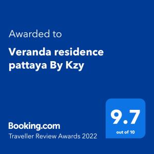 Certifikat, nagrada, logo ili neki drugi dokument izložen u objektu Veranda residence pattaya By Kzy