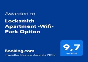 Locksmith Apartment - Park Option tanúsítványa, márkajelzése vagy díja
