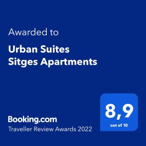 a blue sign that says awarded to ukrainian at Urban Suites Sitges Apartments in Sitges