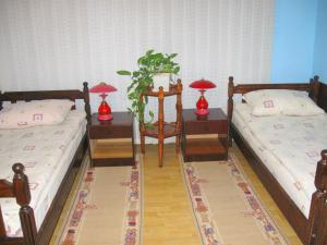 Rúm í herbergi á Amfora Rooms Caribrod