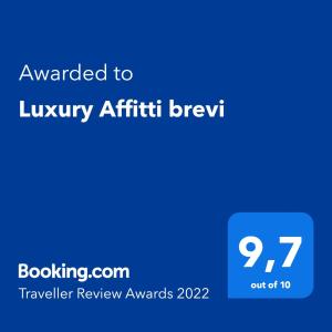 Certifikát, hodnocení, plakát nebo jiný dokument vystavený v ubytování Luxury Affitti brevi