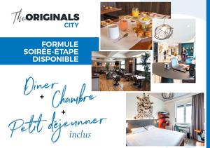 un collage de fotos de una habitación de hotel en The Originals City, Hôtel Le Berry, Bourges, en Bourges