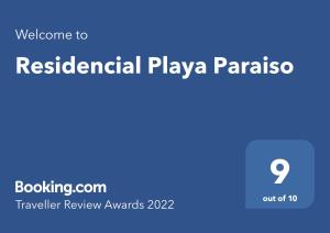 Um certificado, prêmio, placa ou outro documento exibido em Residencial Playa Paraiso
