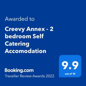 Certifikát, hodnocení, plakát nebo jiný dokument vystavený v ubytování Creevy Annex - 2 bedroom Self Catering Accomodation