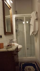 a bathroom with a shower and a sink at Palazzo Bizzarri in Rapolano Terme