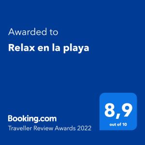 Certifikát, hodnocení, plakát nebo jiný dokument vystavený v ubytování Relax en la playa