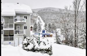 Condo Ski-In Ski-Out Stoneham žiemą