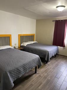 um quarto com duas camas num quarto em Hotel Olivia em Nogales