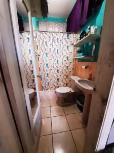 a bathroom with a sink and a toilet and a shower at Cómodo Apartamento privado in Tegucigalpa