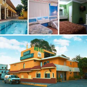 four different pictures of a hotel with a building at HSE Economy in Ciudad Madero