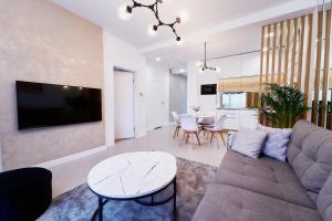 TV a/nebo společenská místnost v ubytování Apartament HORYZONT "ZŁOTA"
