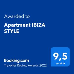 a blue screen with the text awarded to appointment ibiza style at Apartment IBIZA STYLE in El Vendrell
