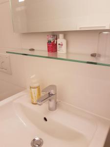 a sink in a bathroom with a counter at Apartment B311 mit Pool in Lahnstein