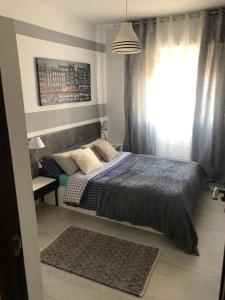 een slaapkamer met een bed en een raam bij Family-Appartment in Santa Pola