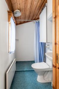 ein Bad mit einem WC und einem Waschbecken in der Unterkunft Hyttgårdens stugby i Huså, Åre kommun in Huså