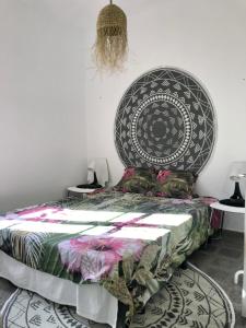 En eller flere senge i et værelse på Villa Las Tejas, 3 minutos andando de la playa max 6 personas