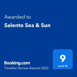 Certyfikat, podpis lub inny dokument wystawiony w obiekcie Salento Sea & Sun