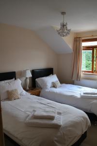 una camera con due letti e una finestra di Penrith Lodge a Stroud