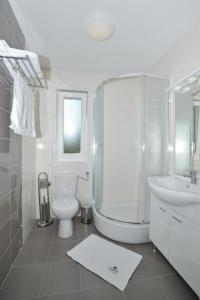 a bathroom with a toilet and a shower and a sink at Corte villas & apartments - AE1043 in Privlaka