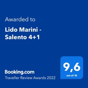 Lido Marini - Salento 4+1に飾ってある許可証、賞状、看板またはその他の書類