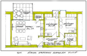 Plán poschodí v ubytovaní Atrium Apartman Hévíz mit Panoramaterrasse und Tiefgarage