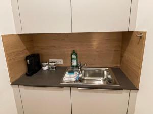 Kuchyň nebo kuchyňský kout v ubytování Bergglück - gemütliches Appartement am Traunsee