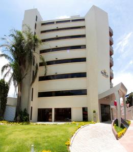 ein Gebäude mit einer Palme davor in der Unterkunft Hotel Ema Palace in São José dos Campos