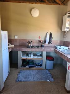 a kitchen with a sink and a counter top at African Game Lodge in Montagu