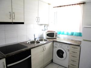 eine Küche mit Spüle und Waschmaschine in der Unterkunft Las Nereidas LEK in Peñíscola