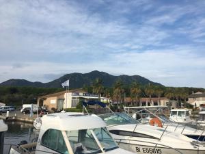 a group of boats docked in a marina at Voilier Eolia in Prunete