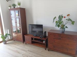 TV/trung tâm giải trí tại Apartament Kwiatowy klimatyzowany