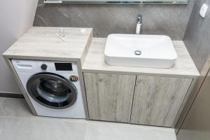un bagno con lavandino e lavatrice di Jahorina Rusovo Village a Jahorina