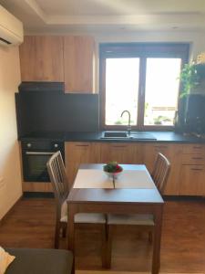 a kitchen with a table and chairs and a sink at Apartment Bella Vista 1 in Izola