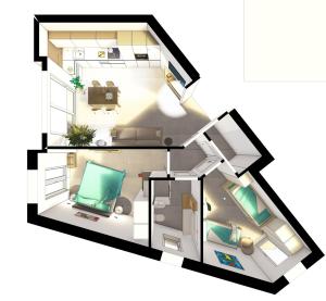 plan piętra małego domu z w obiekcie Suite Butterfly - dolce vita at lake garda w mieście Riva del Garda