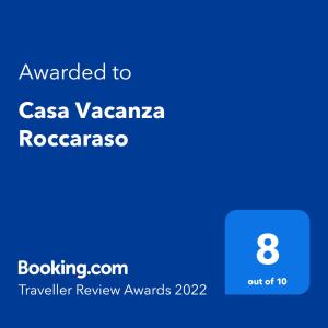 a screenshot of a cell phone with the text awarded to casa vazazona at Casa Vacanza Roccaraso in Roccaraso