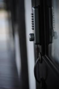 a close up of a doorhandle of a window at アトリエ モダン 境港 in Sakaiminato