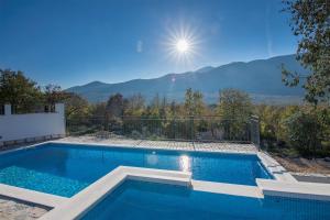 - une piscine avec vue sur les montagnes dans l'établissement Villa Stipe - with pool, à Vodenjak