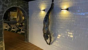 a fish hanging on the wall of a restaurant at Rainbow Golf Bungalows, Gay Men-only Resort in Maspalomas