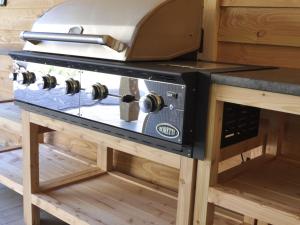 a stove top oven sitting on top of a counter at Mansion in Nijensleek with Sauna & Garden in Nijensleek