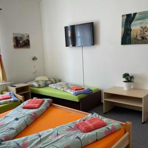 Posteľ alebo postele v izbe v ubytovaní Penzion Slunečnice