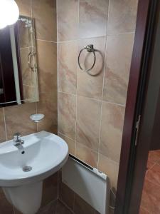 a bathroom with a sink and a shower at Studio GERONIMO in Pamporovo