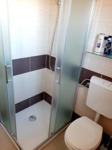 a bathroom with a toilet and a shower at Guest House Sonja in Krk
