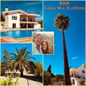 a collage of photos of a house and a palm tree at B&B Casa Mil Sueños in Ontinyent