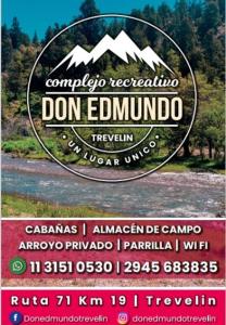 un panneau pour une brasserie dur emmundo avec des montagnes dans l'établissement Don Edmundo Trevelin, à Trevelín