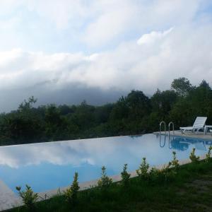 vista sulla piscina con panchina di Sapanca da Muhteşem Doğa içerisinde, Harika Meva Villa a Sapanca