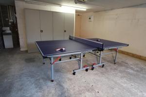 a ping pong table in a room with a ping pong ball at Skylark in Weymouth
