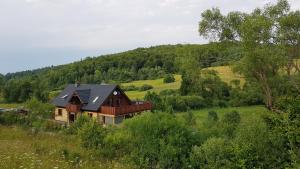 a house in the middle of a field at Wilcza Dolina in Sękowa