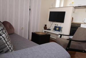 a living room with a couch and a tv at Apartment Nika in Rab